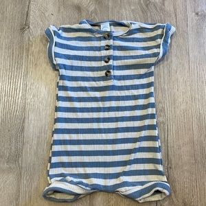 Lou Lou company blue and cream stripe onesie